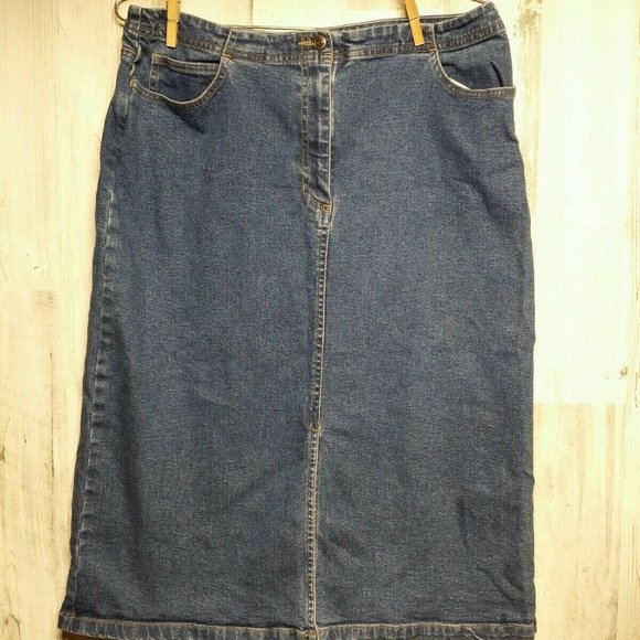 Villager Blue Denim Midi Skirt - Picture 1 of 5